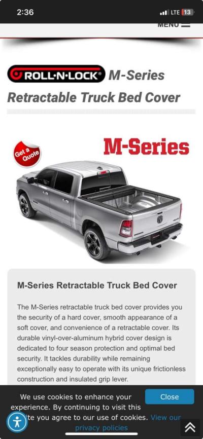Truck Bed Cover M Series 6foot7inch - Thumbnail 1