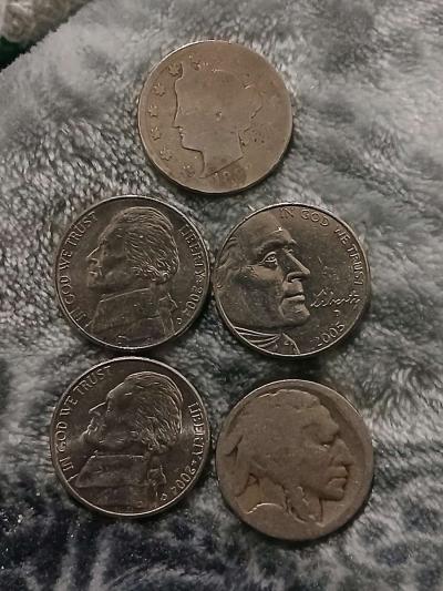 Lot of 5 Nickels 1892 2x 2004 2005 no date - Thumbnail 2