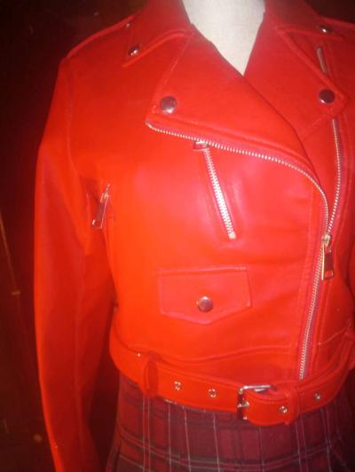Rue 31 Womens Red Faux Leather Jacket with Zipoers Size LG - Thumbnail 6