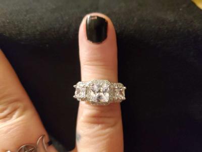925 Sterling Silver Diamond Ring - Thumbnail 2