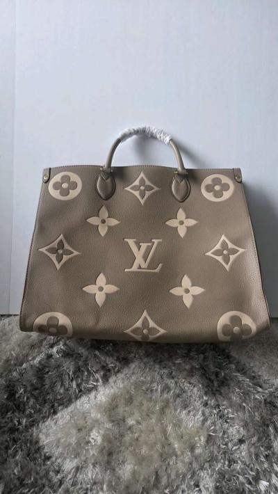 Taupe Monogram Tote Bag  Large Capacity DesignerInspired Han - Thumbnail 2