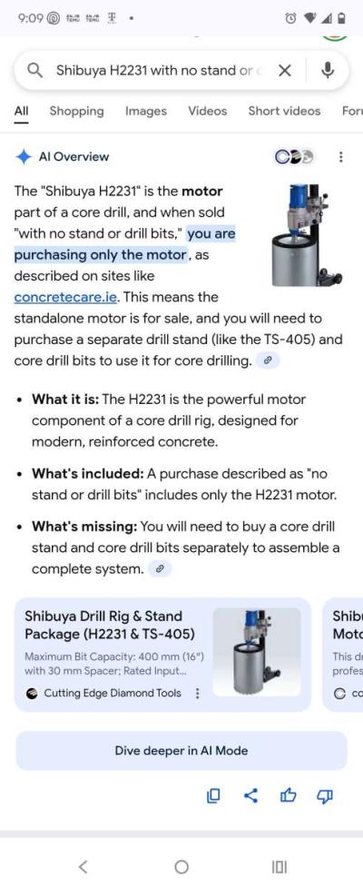 Shibuya Heavy Duty Core Drill MOTOR only - Thumbnail 4