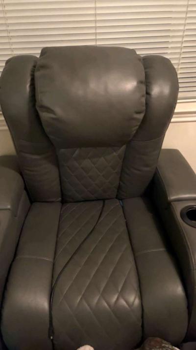 Matching Set Dark Leather Reclining Sofa and Recliner - Thumbnail 3