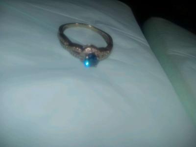 14k white gold and blue diamond ring - Thumbnail 2