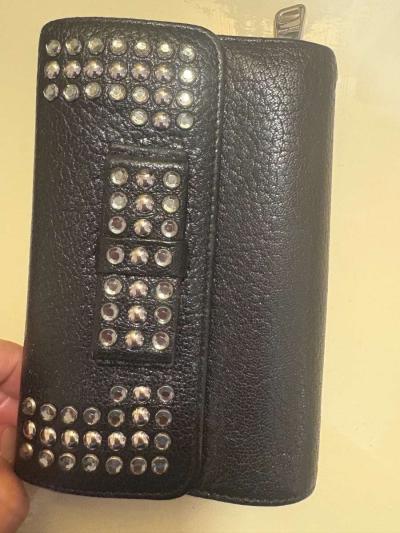 Miu Miu black leather studded wallet - Thumbnail 4