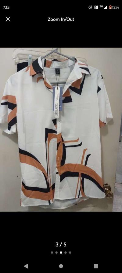 Silk geometric button up nice shirt new with tags - Thumbnail 3