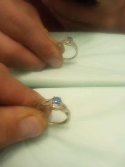 14k white gold and blue diamond ring - Thumbnail 3