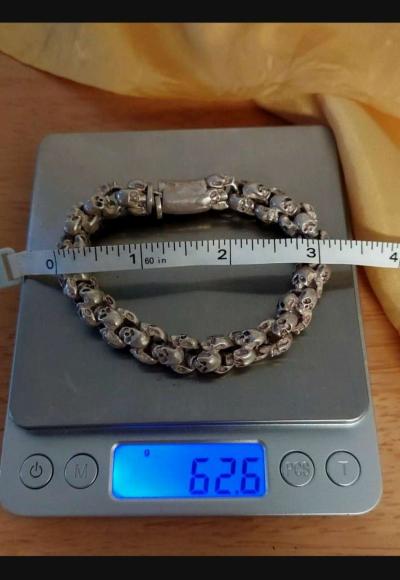 HANDMADE BRACELET HIPHOP SKULL KNITTING TIBETAN SILVER - Thumbnail 3