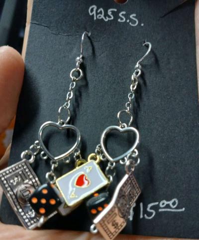 Casino Orange Dice Lucky Charm Hookstyle Earrings - Thumbnail 2