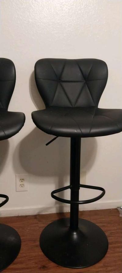 2 black barstools adjustable height - Thumbnail 5