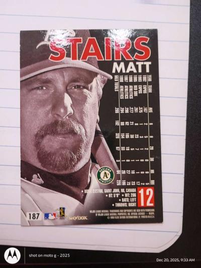 Matt Stairs card 187 - Thumbnail 2