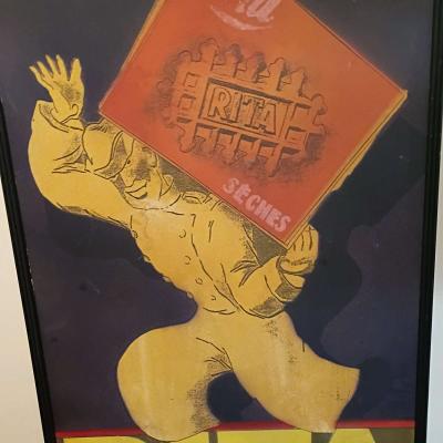 Rare Vintage Style French Waffle Poster Art  RITA SCHES Larg - Thumbnail 2