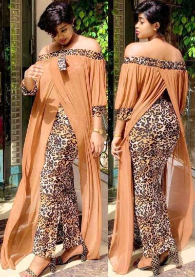 Sexy leopard printed Dashiki African Maxi Women Dress - Thumbnail 5