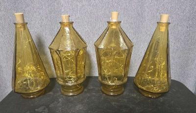 Lighted Antique Wheaton Amber Glass Jars Set of 4 - Thumbnail 5