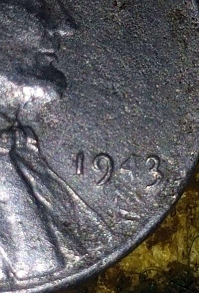1943 Steel Penny S mint ERROR COIN GHOST 4 ON DATE MINT MARK - Thumbnail 3