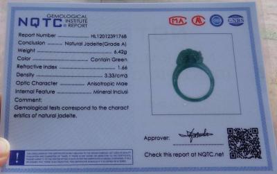 Certificate Jadeite jade  Burmese Dragon Ring size 9 - Thumbnail 3