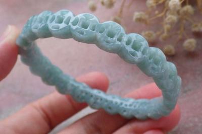 Certificate JADEITE green coin Bangle 55mm 6inches - Thumbnail 3