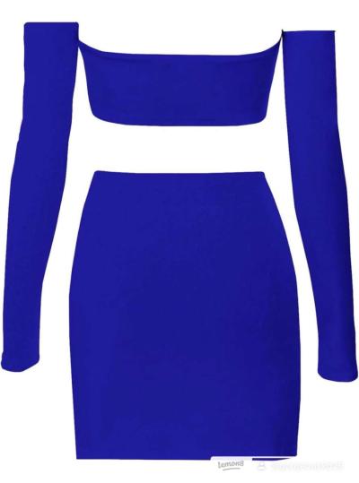 blue 2 piece skirt outfit - Thumbnail 2