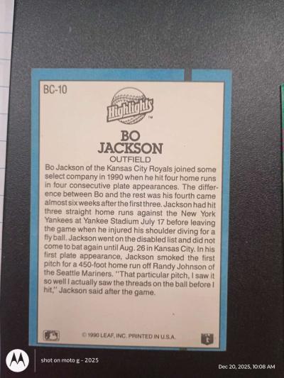 Bo Jackson card BC10 - Thumbnail 2