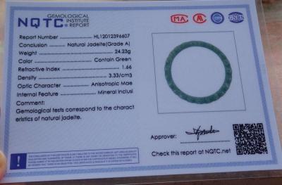Certificate JADEITE green coin Bangle 55mm 6inches - Thumbnail 4