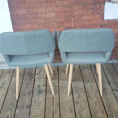 Pair of Modern Grey Upholstered Dining Chairs MidCentury Sty - Thumbnail 2