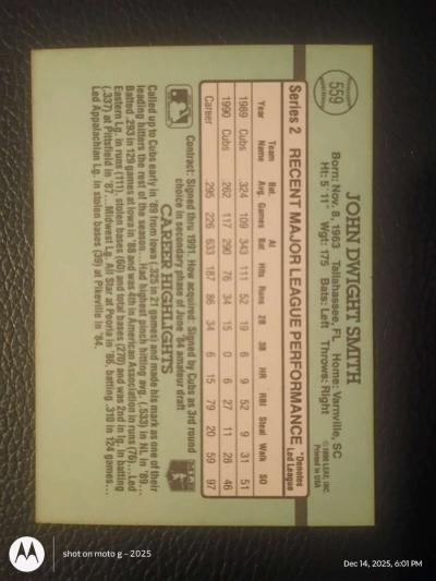 Dwight Smith Baseball Card - Thumbnail 2