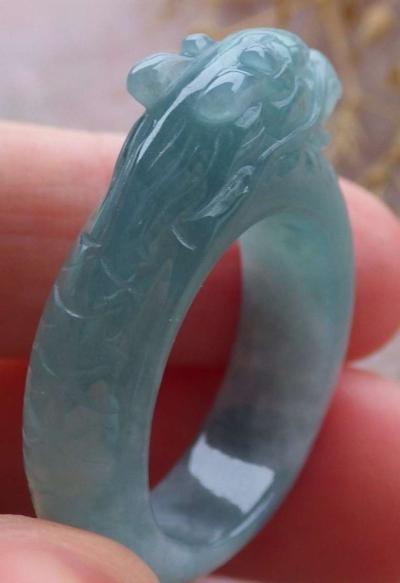Certificate Jadeite jade Burmese Dragon Ring Size 9 - Thumbnail 6