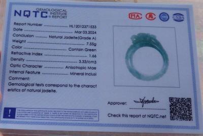 Certificate Jadeite jade Burmese Dragon Ring Size 9 - Thumbnail 5