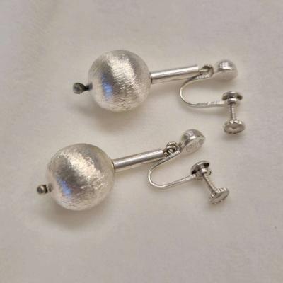 Sterling silver drop ball earrings - Thumbnail 3