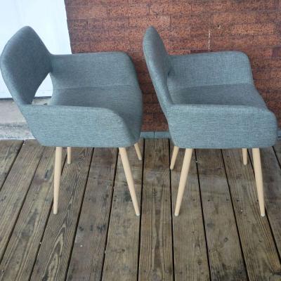 Pair of Modern Grey Upholstered Dining Chairs MidCentury Sty - Thumbnail 3