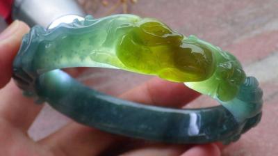 Certificate Jadeite Deer jade Burmese  Bangle 61mm 7inches - Thumbnail 5