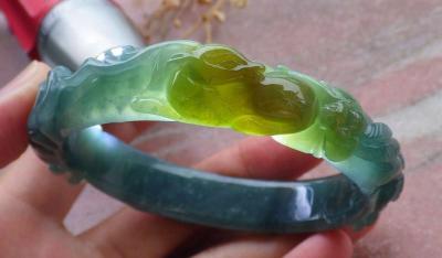 Certificate Jadeite Deer jade Burmese  Bangle 61mm 7inches - Thumbnail 6