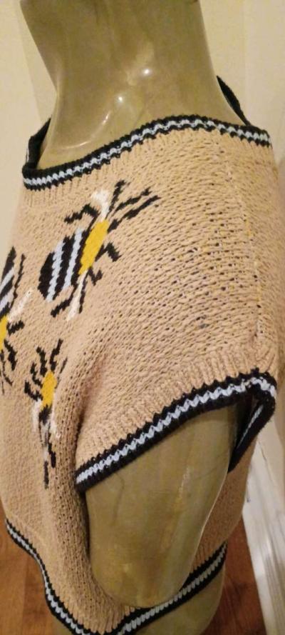 Anthropologie Maeve Sarah Gordon Bee Knit Cropped Sweater Ve - Thumbnail 3