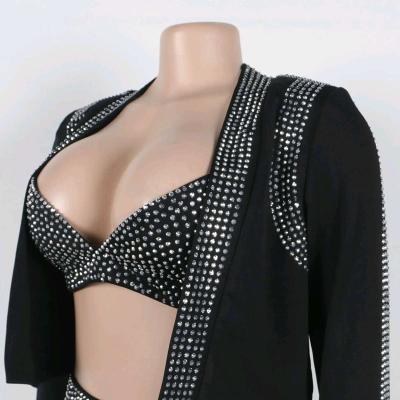 luxury High Quality woman Sexy Solid 3 piece outfit set - Thumbnail 4