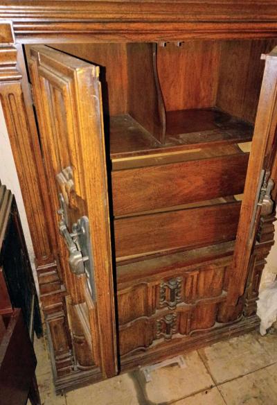 antique wooden cabinet with decorative designs - Thumbnail 2