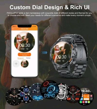 Mens Smart Watch with a Black Stainless Steel band - Thumbnail 4