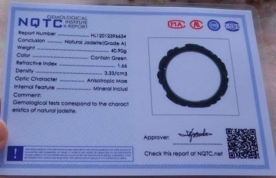 Certificate Jadeite jade Burma  Dark Green Black Flower - Thumbnail 4