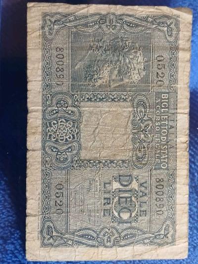 1944 10 Lire banknote from Italy - Thumbnail 4