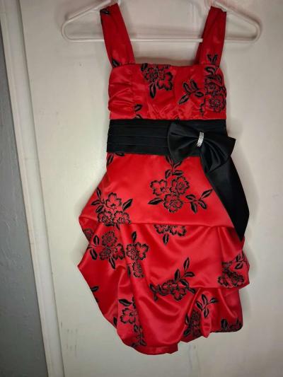 Girls szM Red and black Formal dress - Thumbnail 4