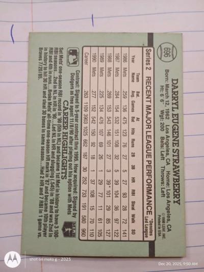 Darryl Strawberry card 696 - Thumbnail 2