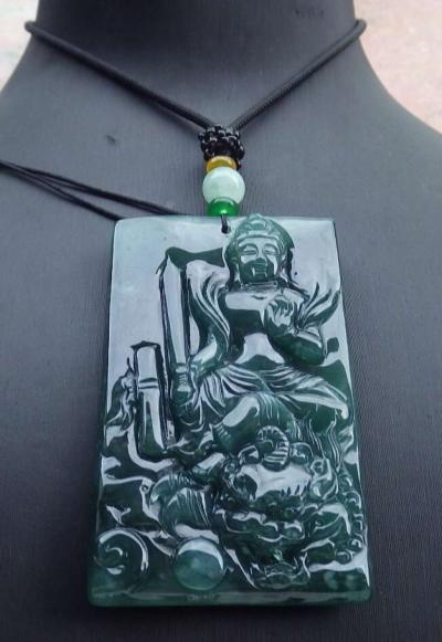 Certificate Jadeite jade  Burmese  Guanyin Kai Lun pendant - Thumbnail 6