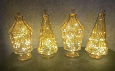 Lighted Antique Wheaton Amber Glass Jars Set of 4 - Thumbnail 6