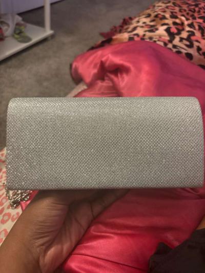gray silver clutch purse - Thumbnail 5