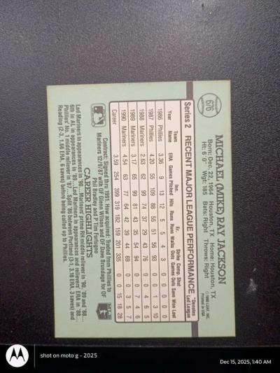 Mike Jackson Baseball Card - Thumbnail 2