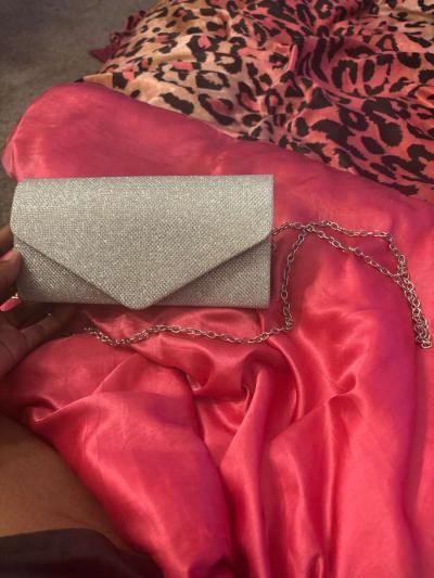 gray silver clutch purse - Thumbnail 4