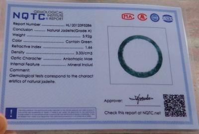 Certificate Jadeite Jade  Burmese Old money ring size 10 - Thumbnail 5