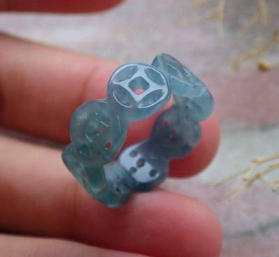 Certificate Jadeite Jade Green Ring Old Money Coin size6 - Thumbnail 2