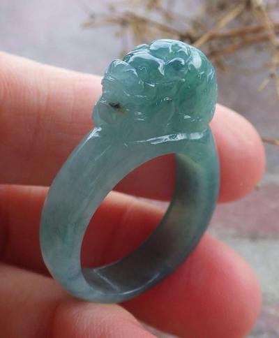 Certificate Jadeite jade  Burmese Dragon Ring size 9 - Thumbnail 2