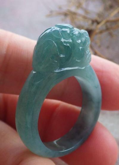 Certificate Jadeite jade  Burmese Dragon Ring size 9 - Thumbnail 5