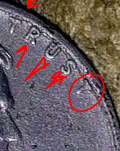 1943 Steel Penny S mint ERROR COIN GHOST 4 ON DATE MINT MARK - Thumbnail 5